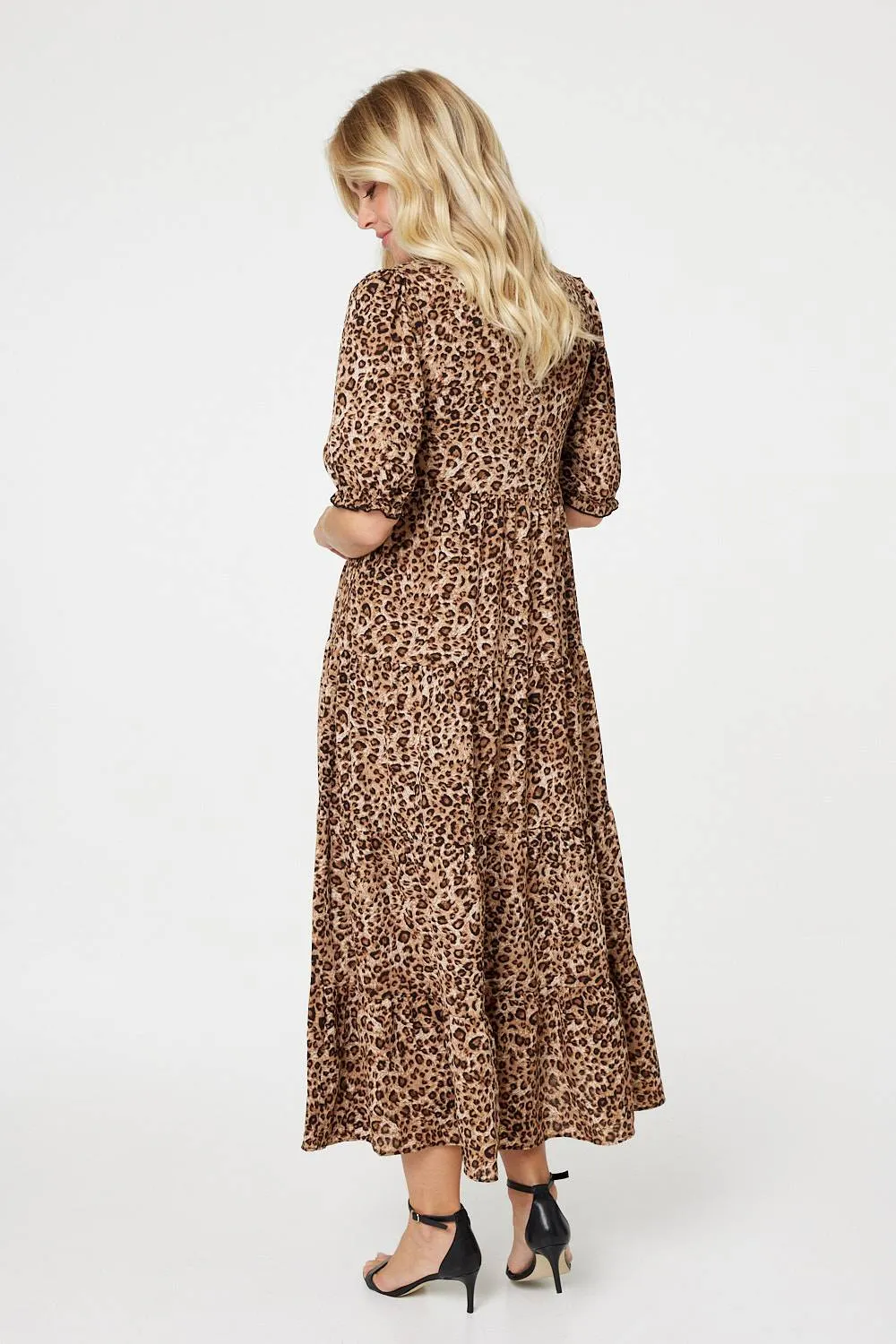 Leopard Print Tiered Maxi Dress