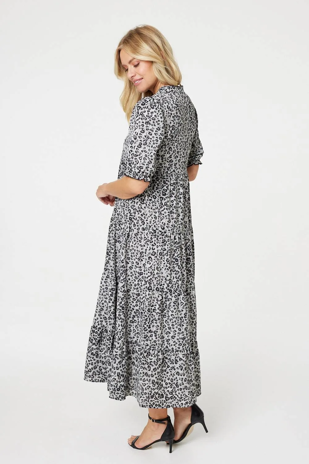 Leopard Print Tiered Maxi Dress