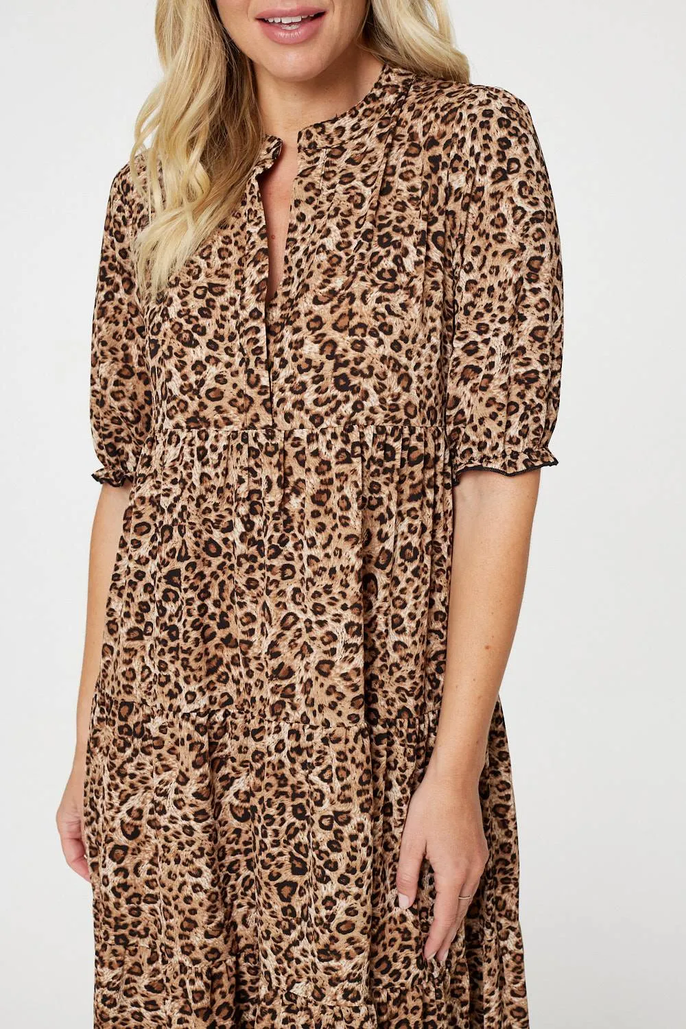 Leopard Print Tiered Maxi Dress