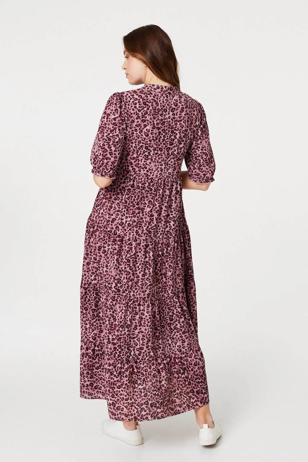 Leopard Print Tiered Maxi Dress