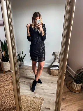 Long Sleeve Sequin Mini Dress