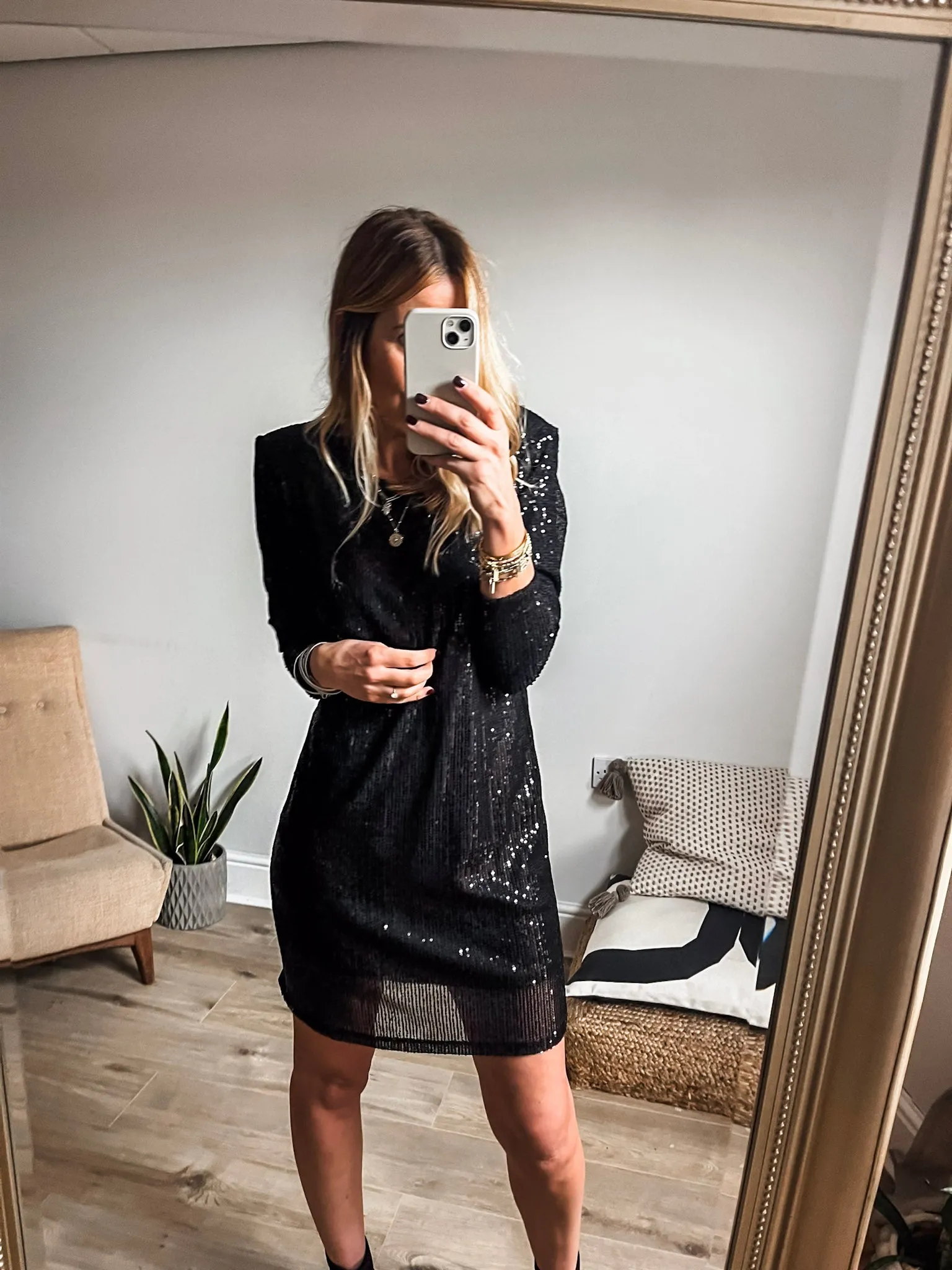 Long Sleeve Sequin Mini Dress