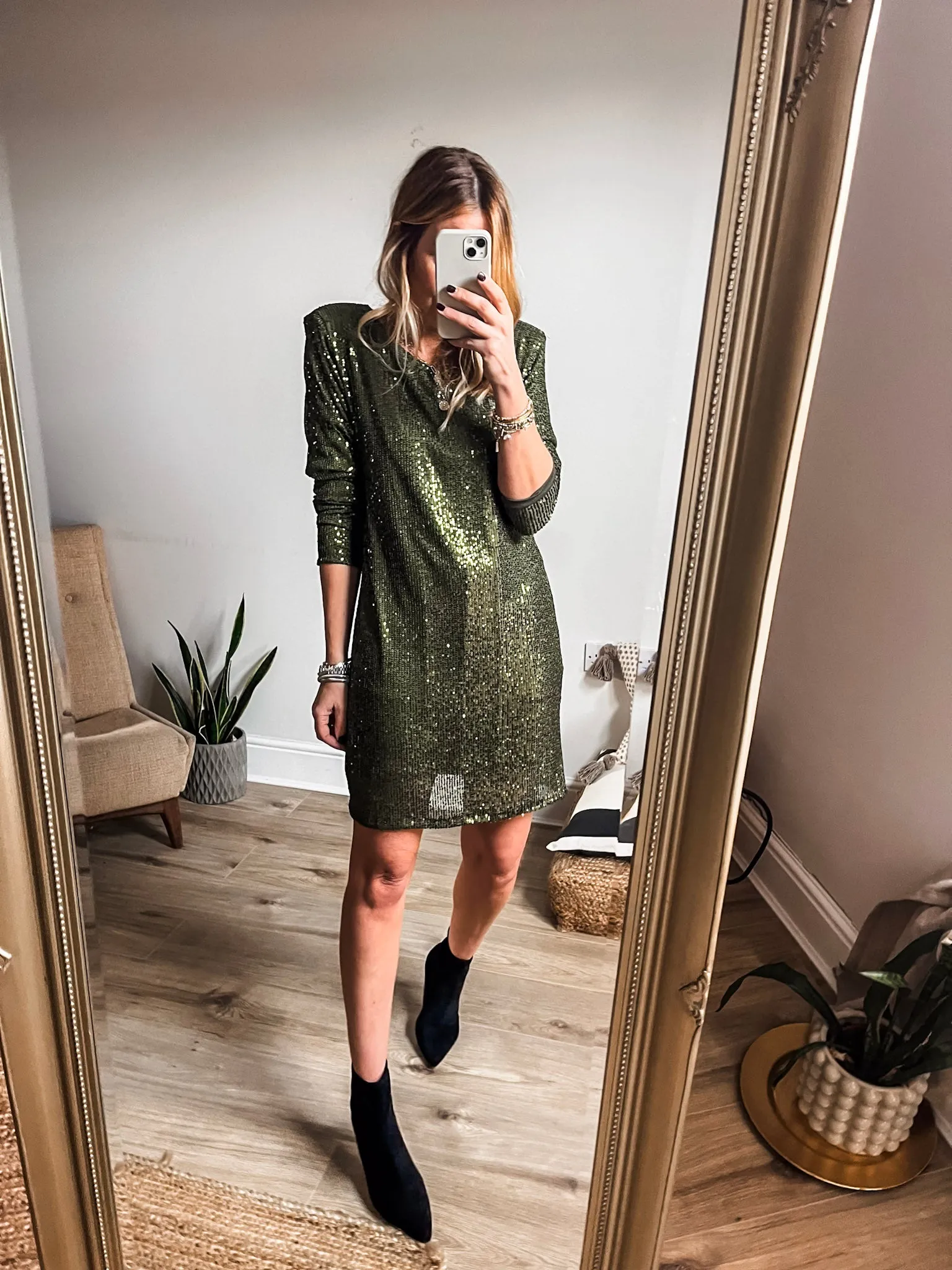 Long Sleeve Sequin Mini Dress