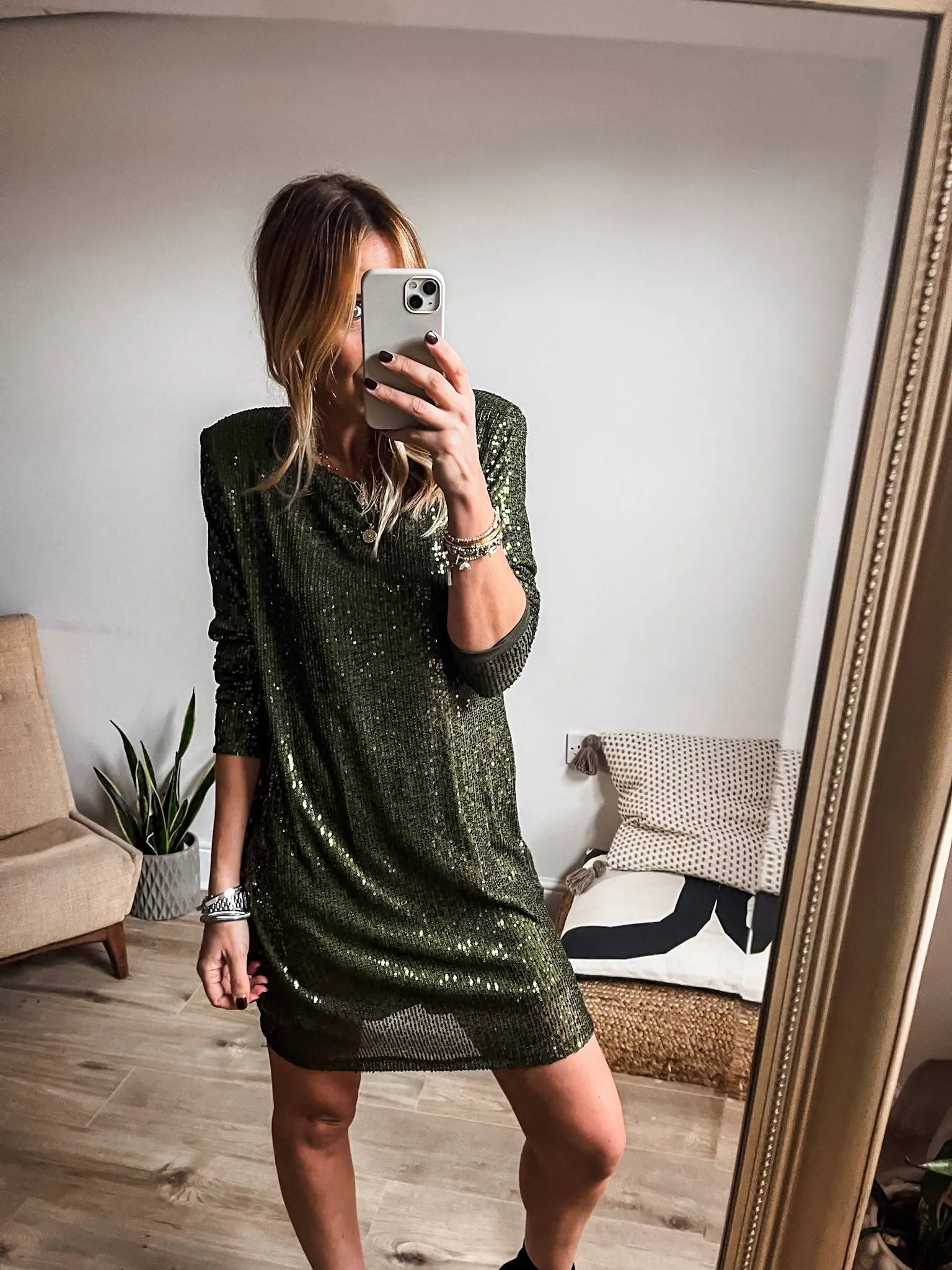 Long Sleeve Sequin Mini Dress