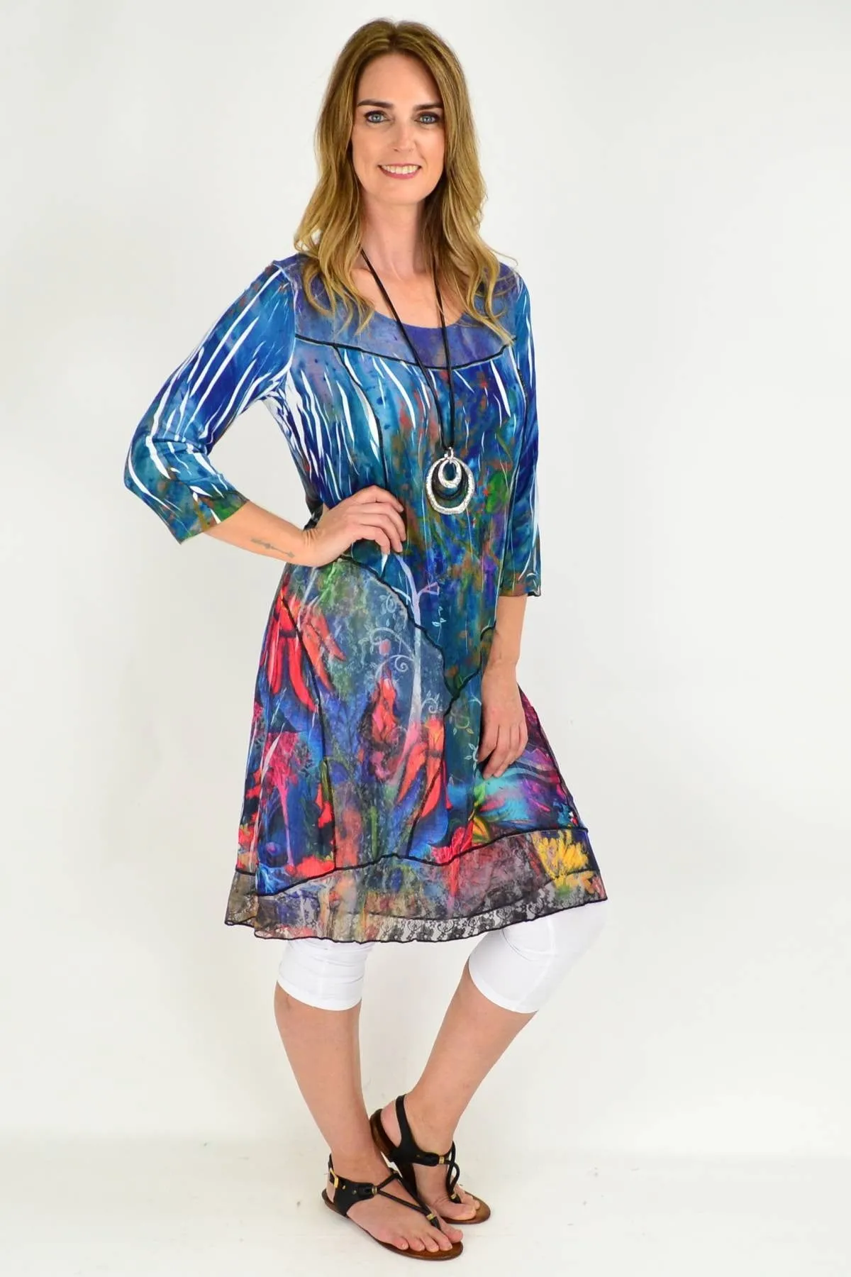 Long Sturts Desert Pea Tunic Dress