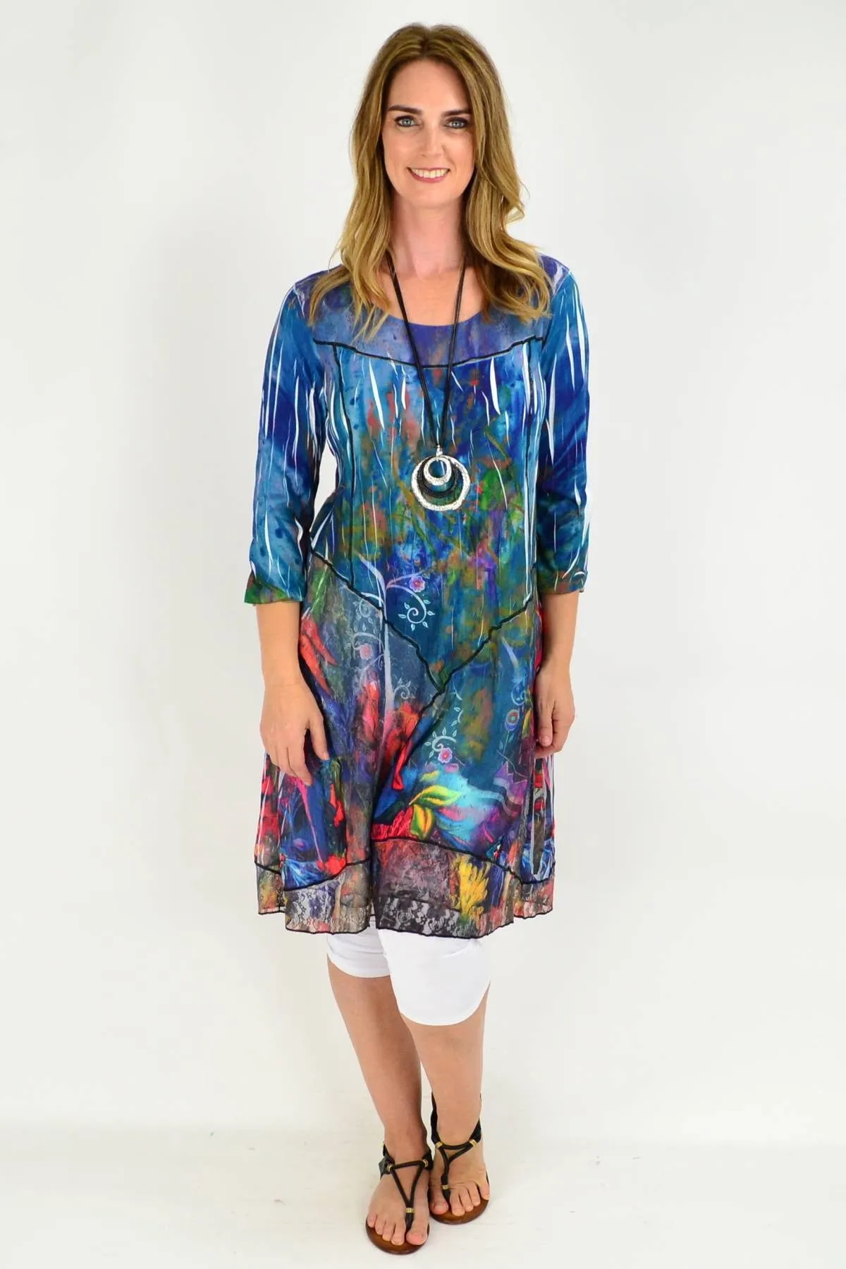 Long Sturts Desert Pea Tunic Dress