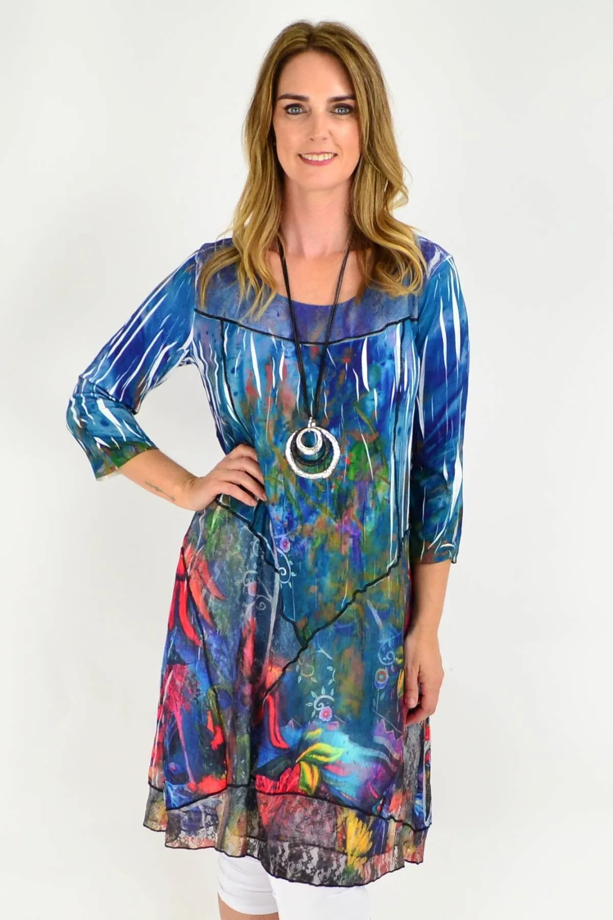 Long Sturts Desert Pea Tunic Dress