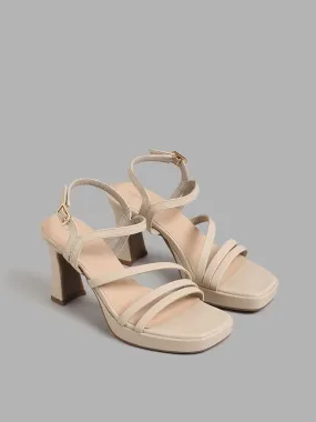 LUNA BLU Solid Ivory Heel Sandals