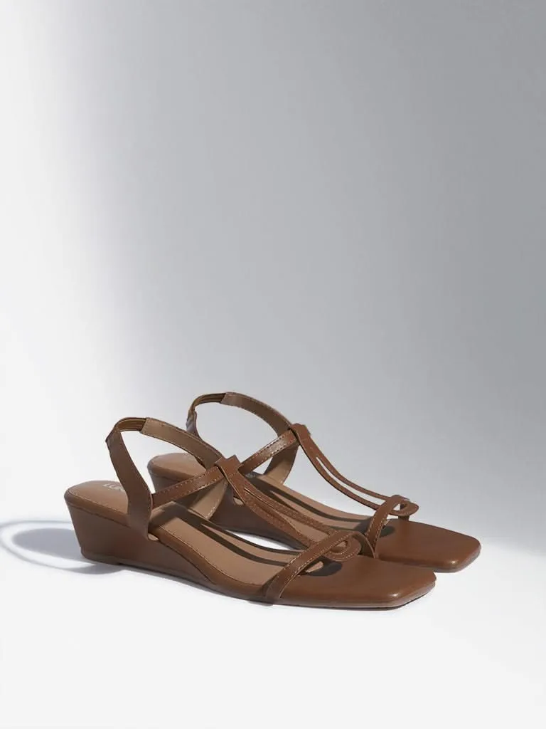 LUNA BLU Tan Multi-Strap Slingback Sandals