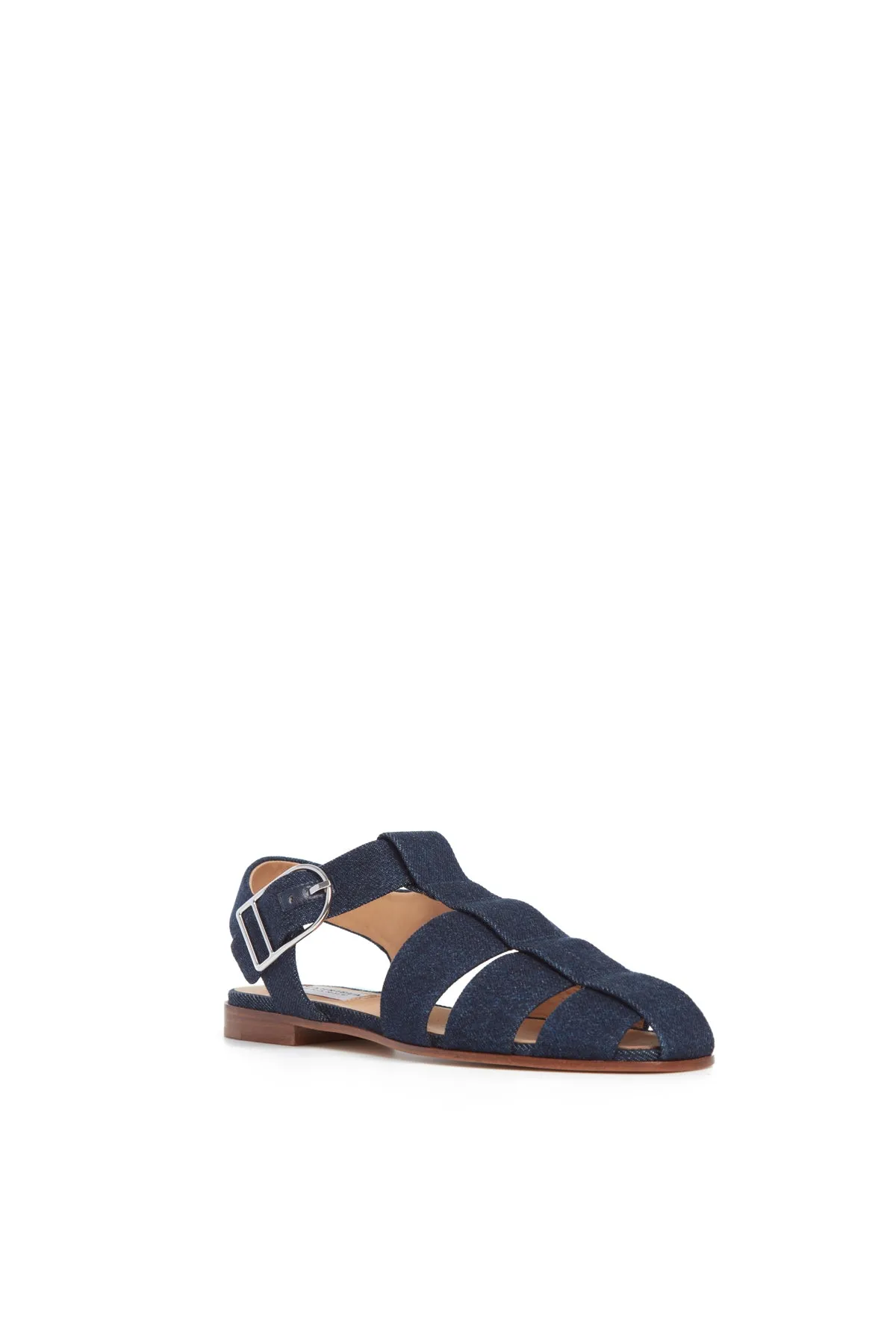 Lynn Flat Sandal in Organic Raw Denim