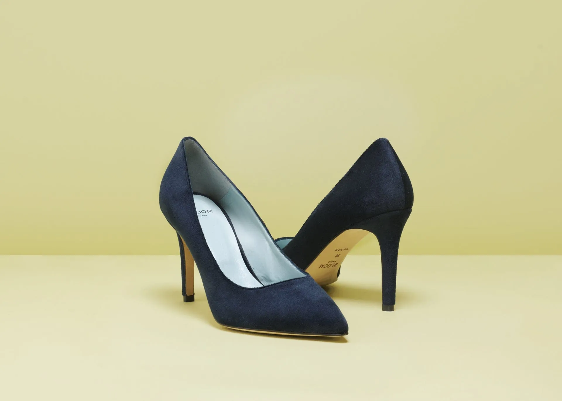 Mara Velvet Vegan Pointed Toe High Heel Pumps | Navy Blue