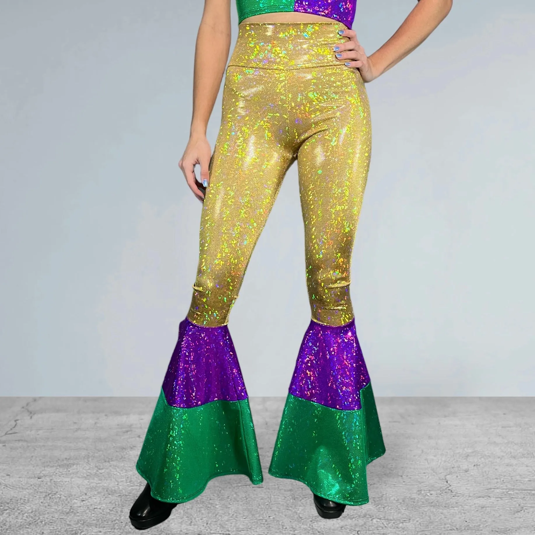 Mardi Gras Bell Bottoms -  Tiered Flare Pants - Choose your Rise