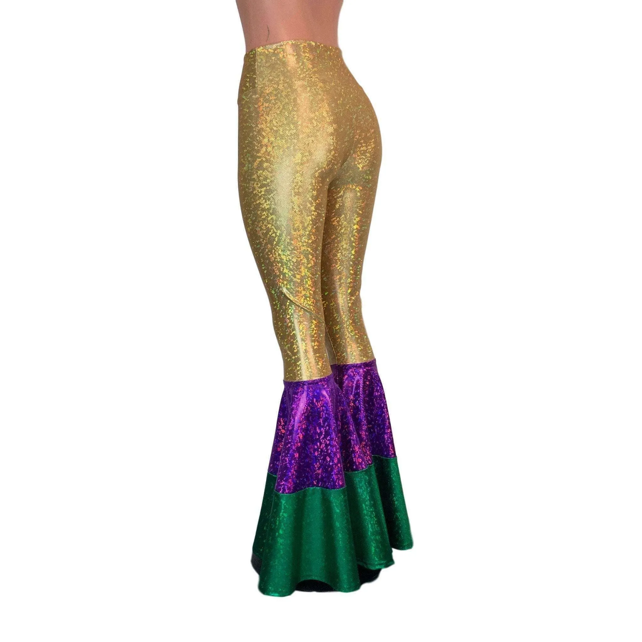 Mardi Gras Bell Bottoms -  Tiered Flare Pants - Choose your Rise