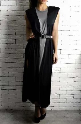 Maxi V Dress - Black/Silver