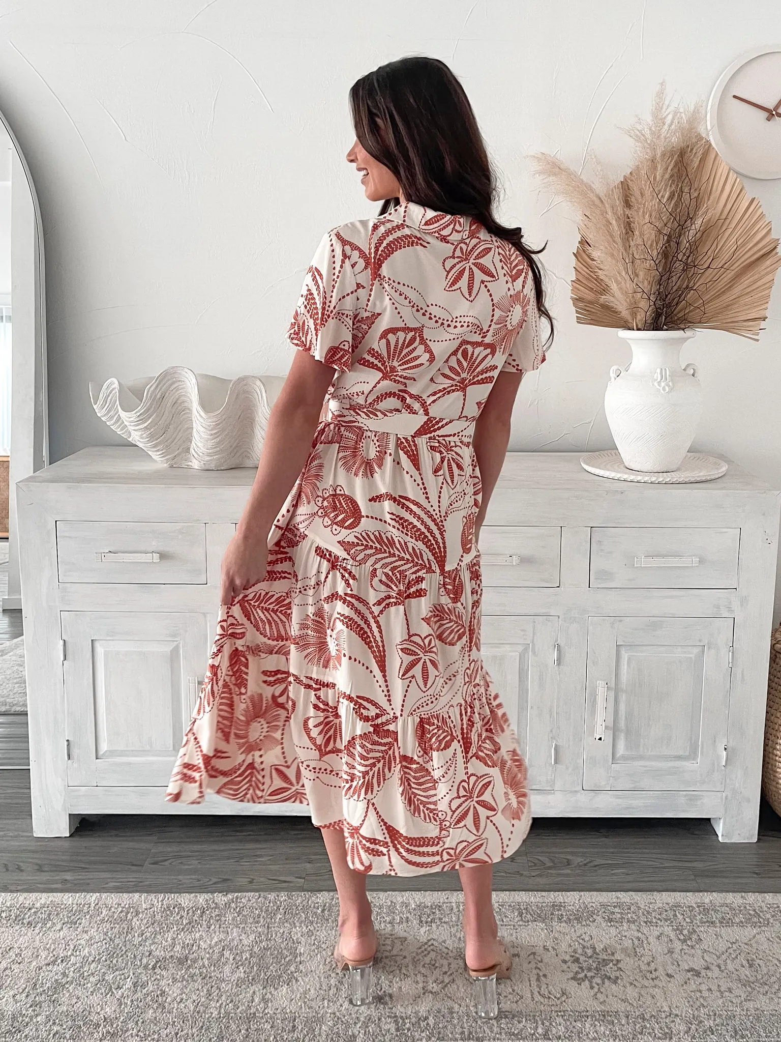 Meilani Dress - Rust Print