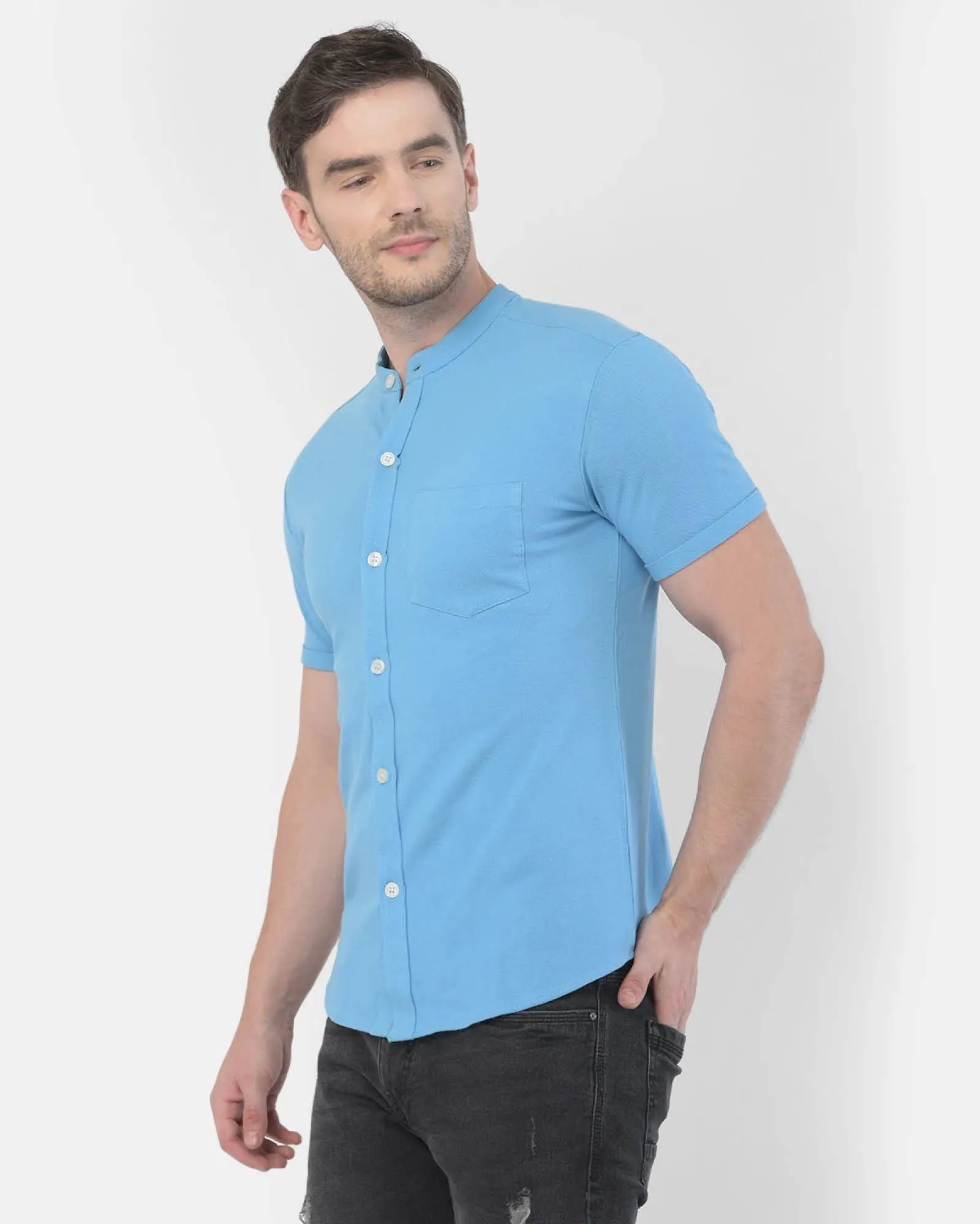 Melange Original Pique Shirt: Light Sky Blue