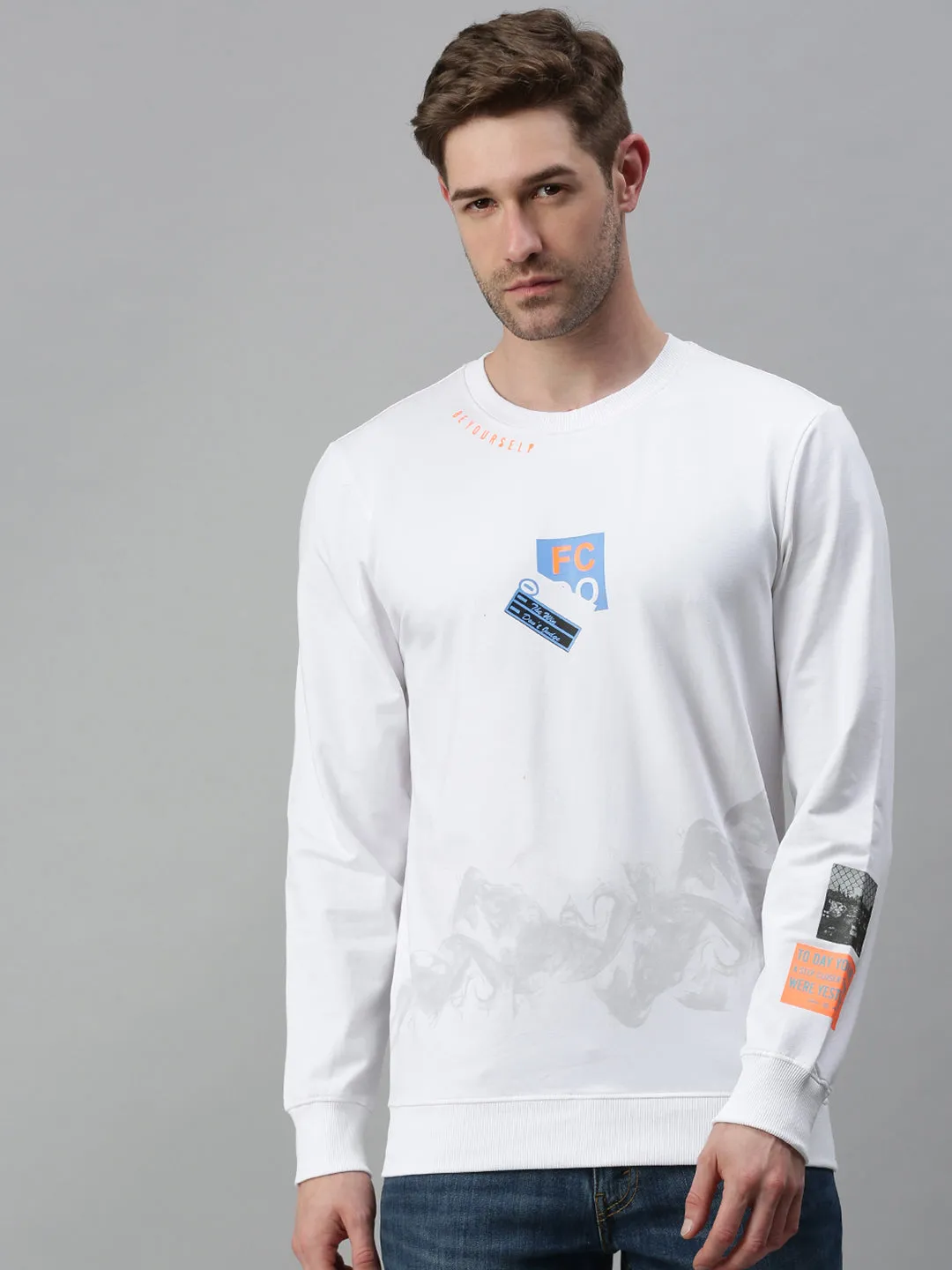 Men Graphic White Sweatshirt