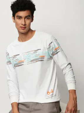 Men White Graphics Casual Sweatshirts