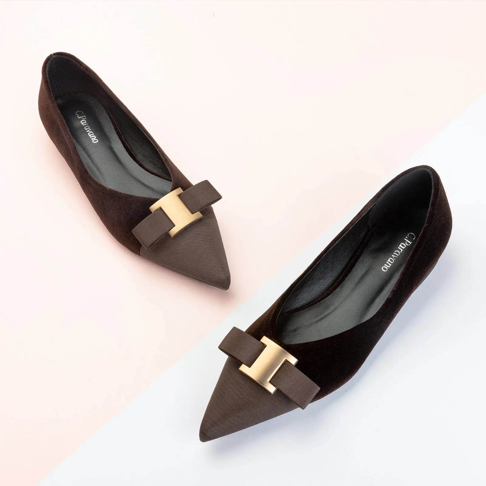 Metal Tie Velvet Flats (Aida)