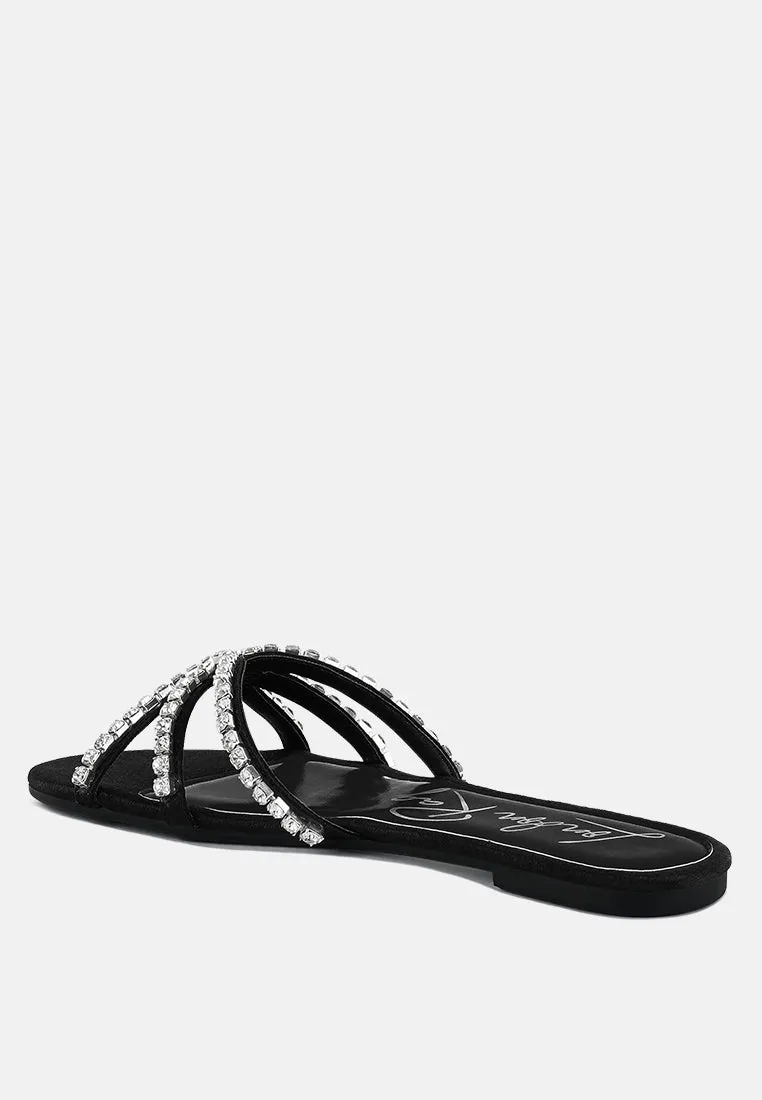 Mezzie Diamante Embellished Flat Sandals