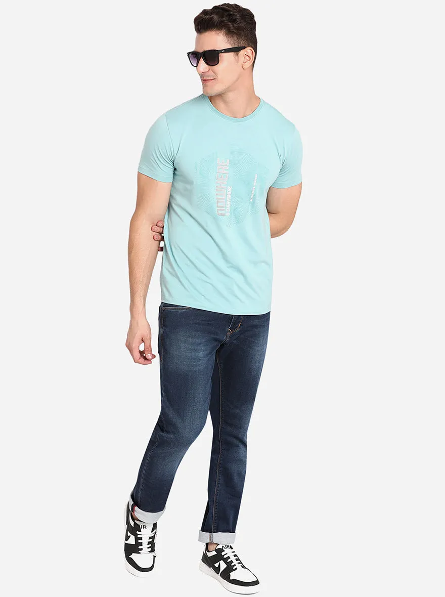 Mid Blue Solid Slim Fit Jeans | JadeBlue