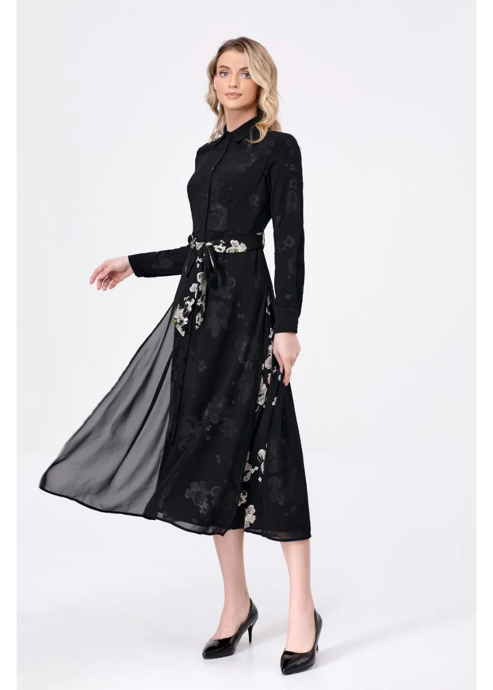 Midnight Floral Midi Dress