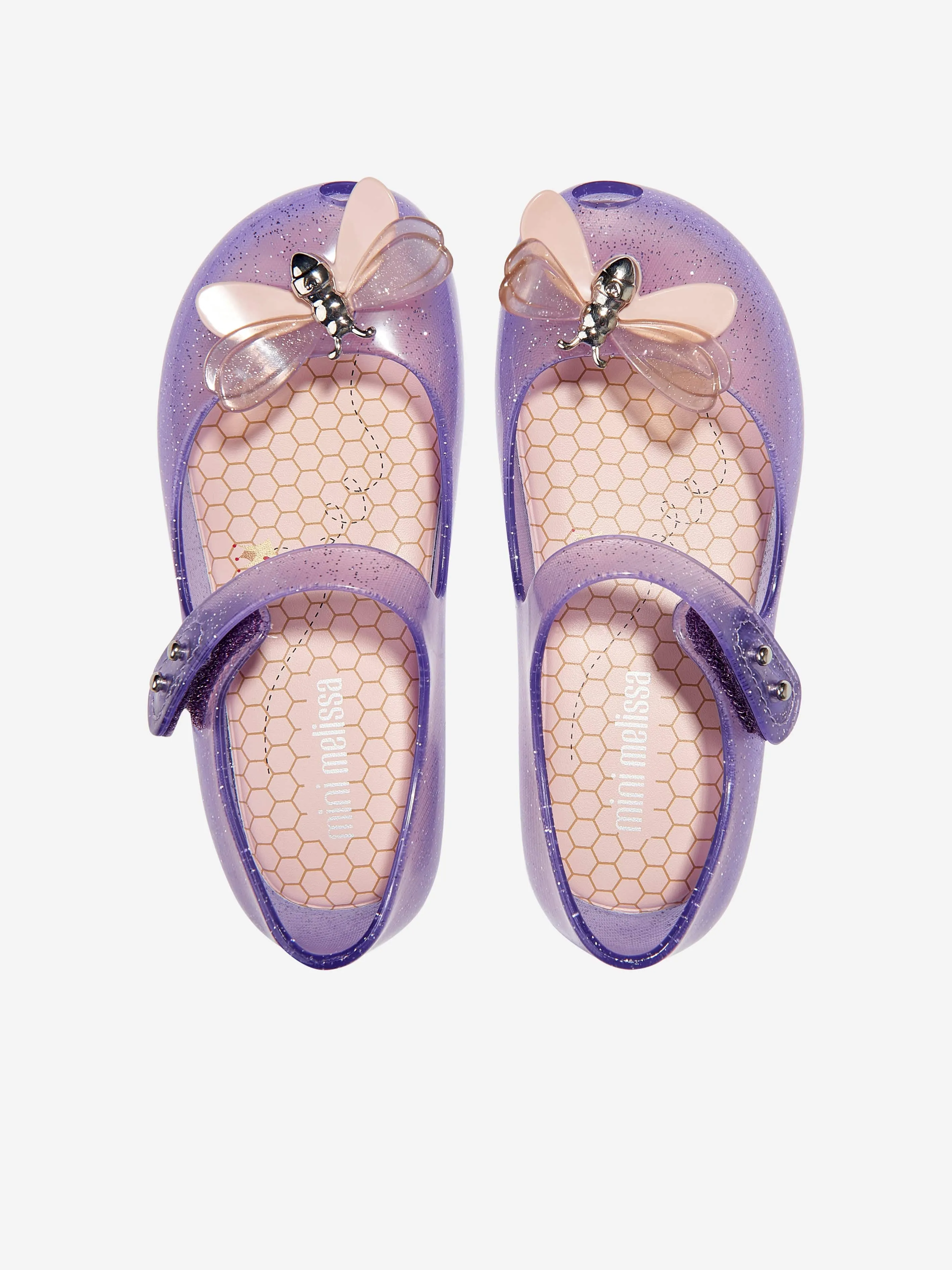 Mini Melissa Girls Mini Ultragirl Bugs Ballerinas in Purple