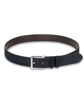 Navy Check Suede Belt