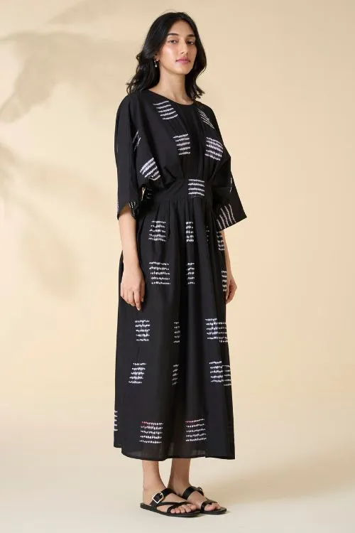 Okhai "Grand Marina" Tie-and-Dye Pure Cotton Black Dress