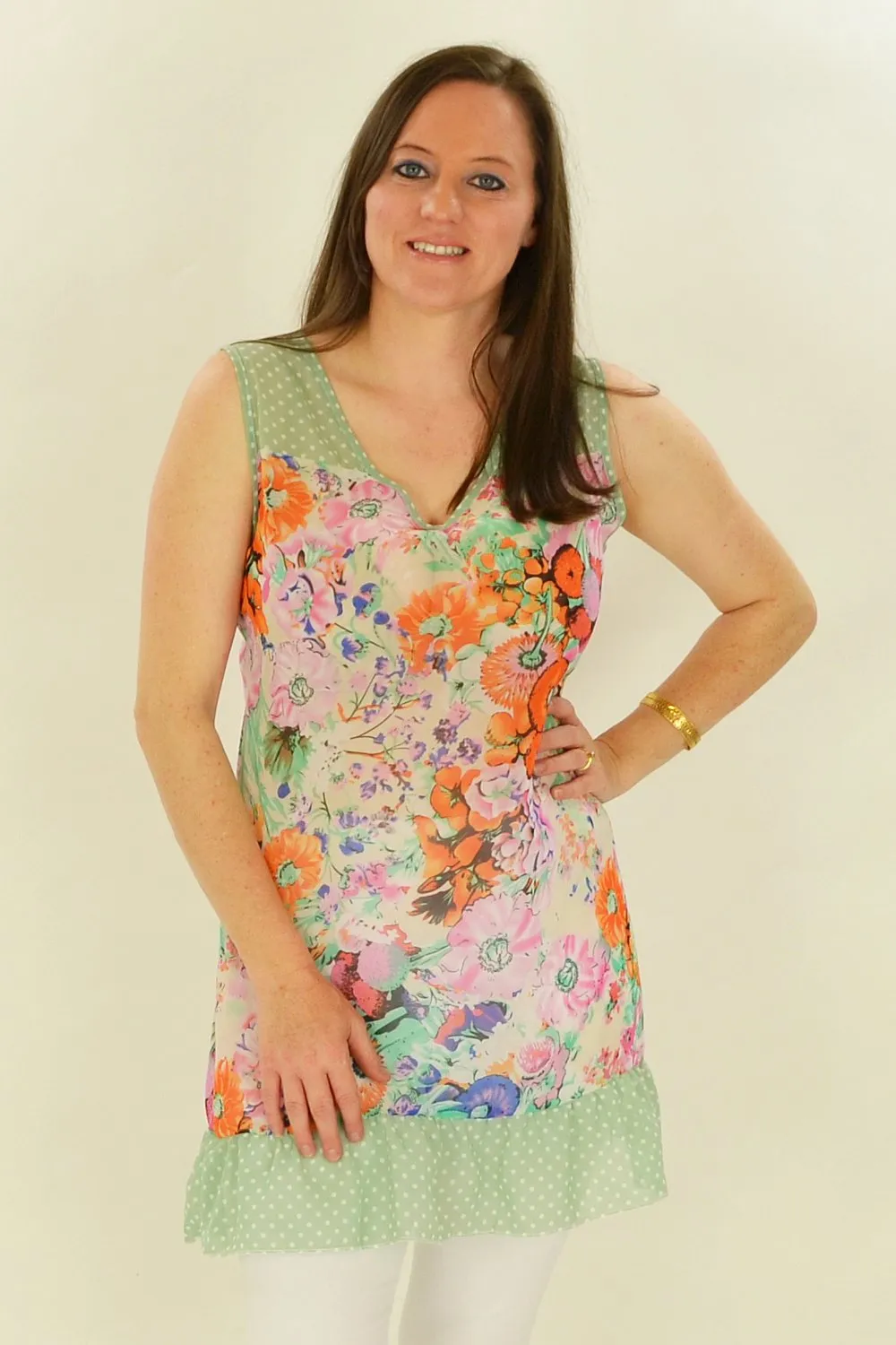 Orange Meadow Flowers Tunic