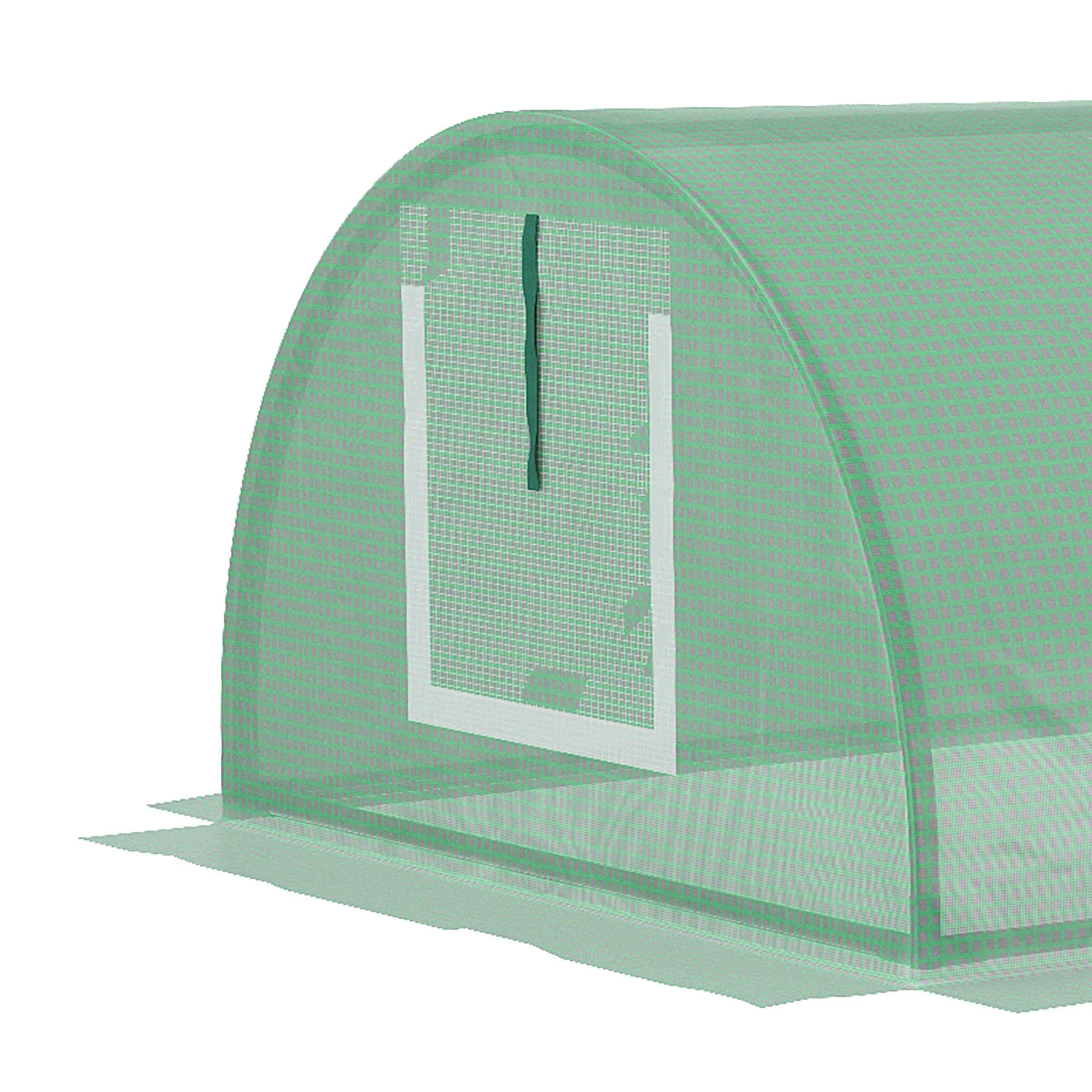 Outsunny PE Mini Greenhouse, 3 M Portable Tunnel Green House w/ 5 Mesh Windows