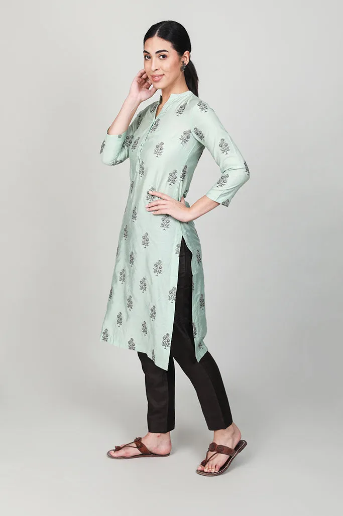 Pastel Embroidered Casual Kurta