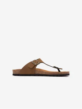 Pea Men's Vegan Comfort Footbed Sandals | Brown