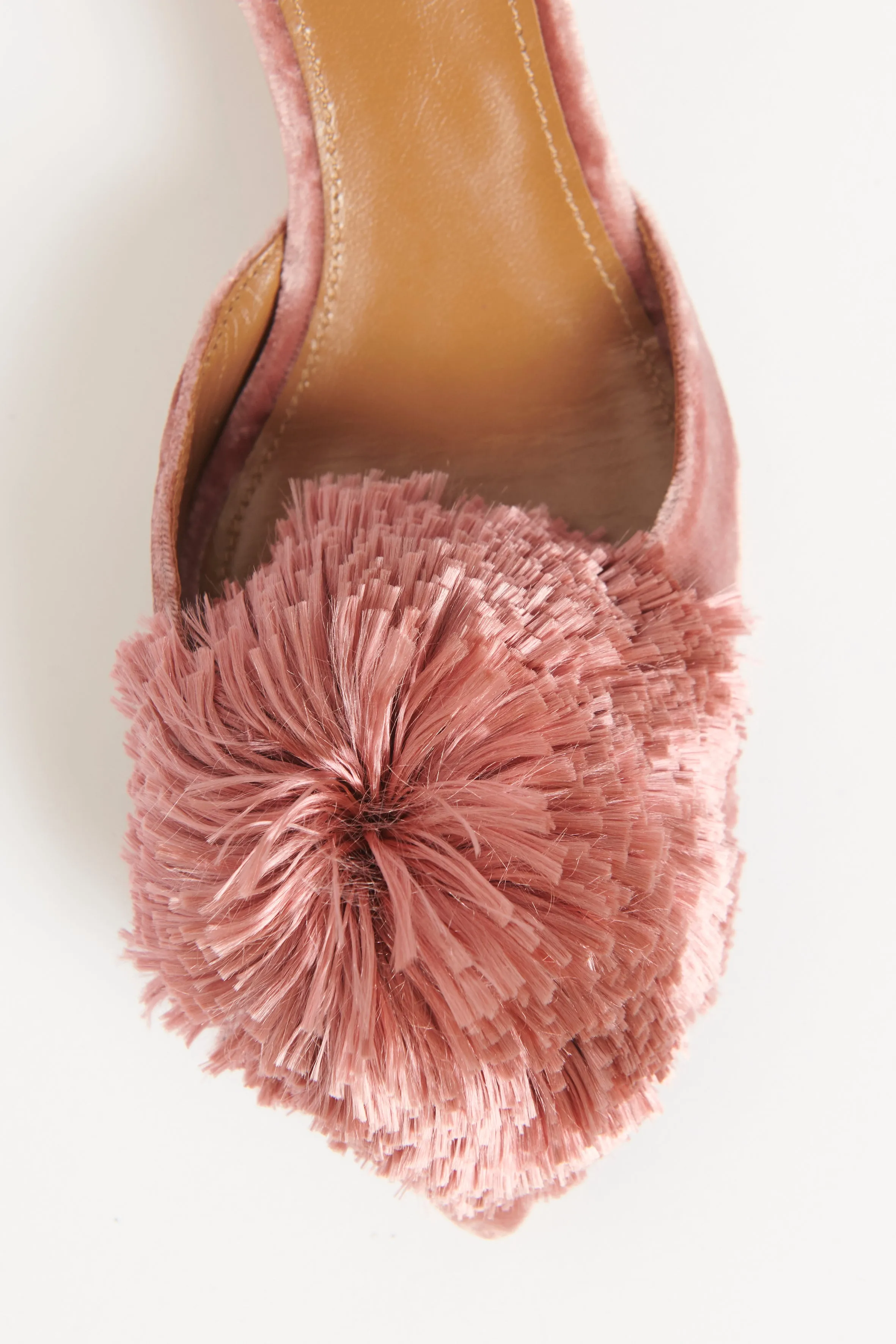 Pink Velvet Powder Puff Preowned Slingback