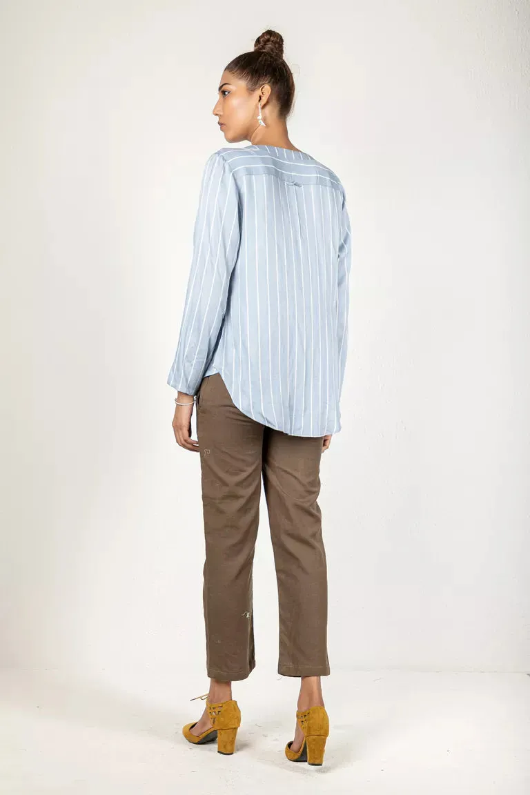 Powder Blue Striped Shirt