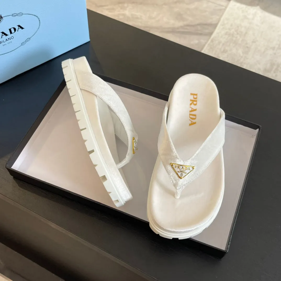 PRA RUBBER THONG SANDALS WHITE VELVET