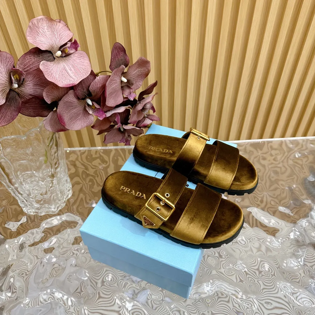 PRA SLIDES SANDALS AMBER VELVET