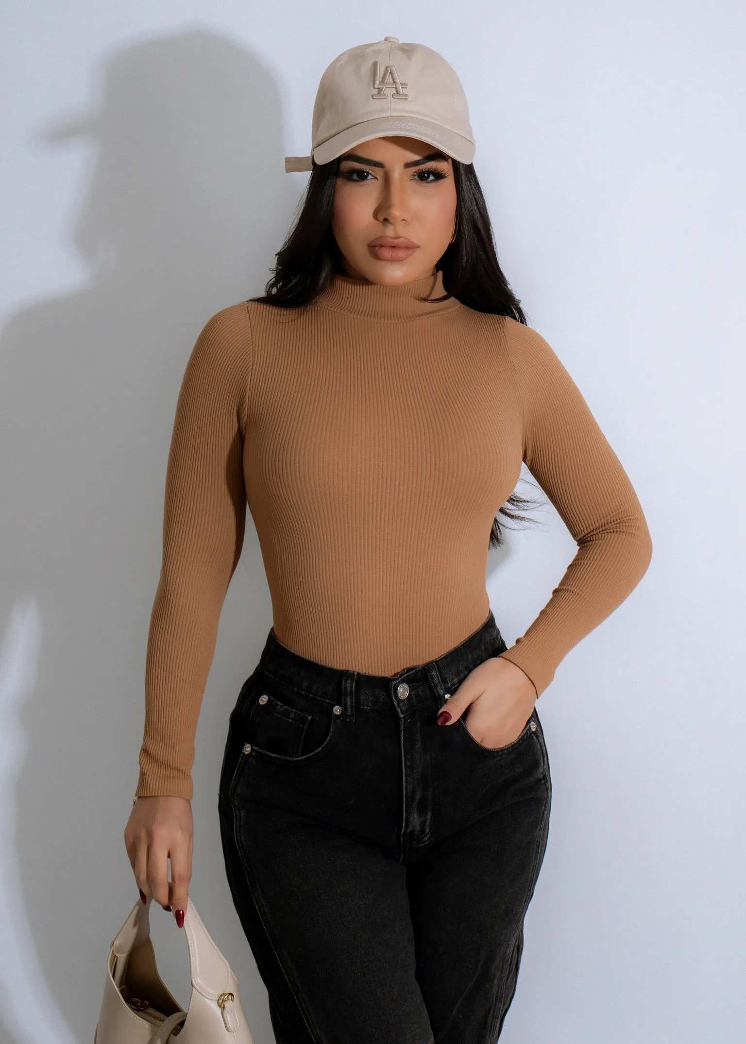 Radiant Contour Ribbed Bodysuit Brown