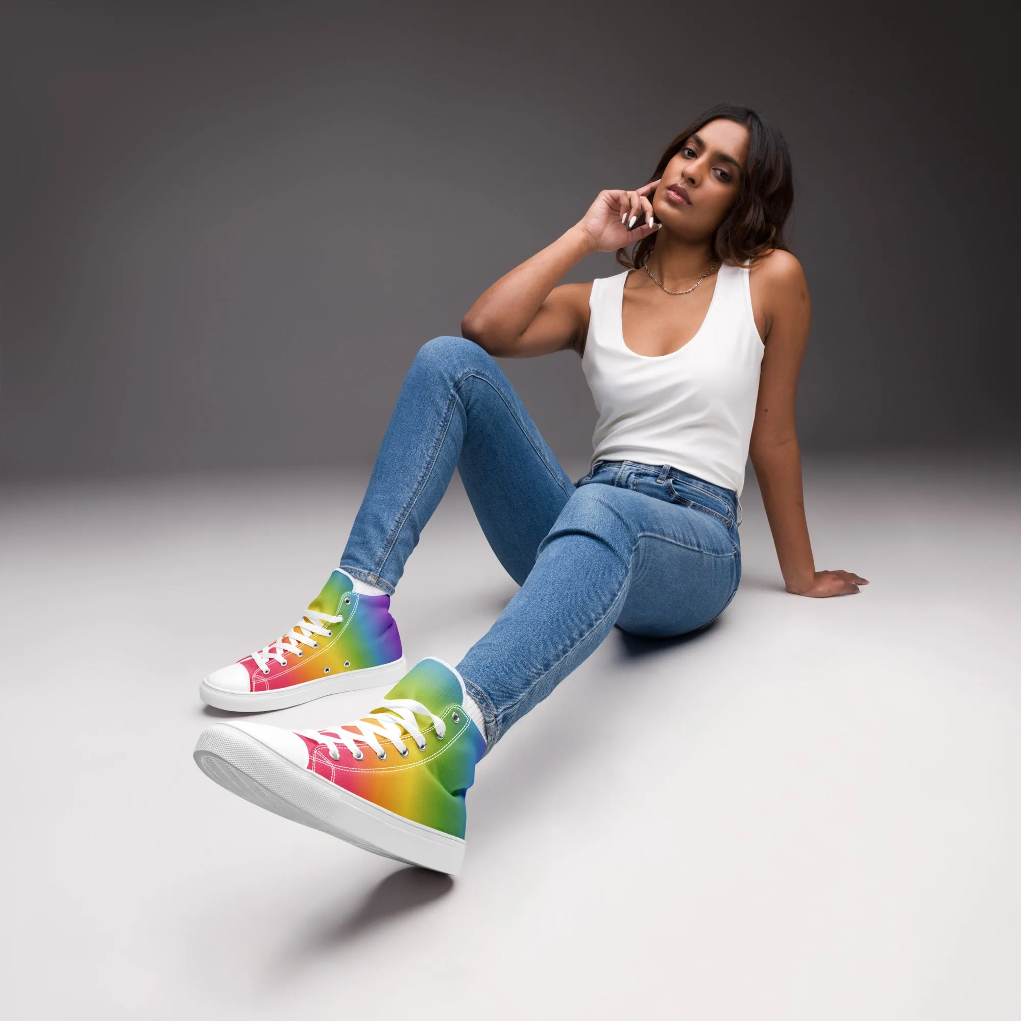 Rainbow Pride Gradient High Top Trainers (female sizes)