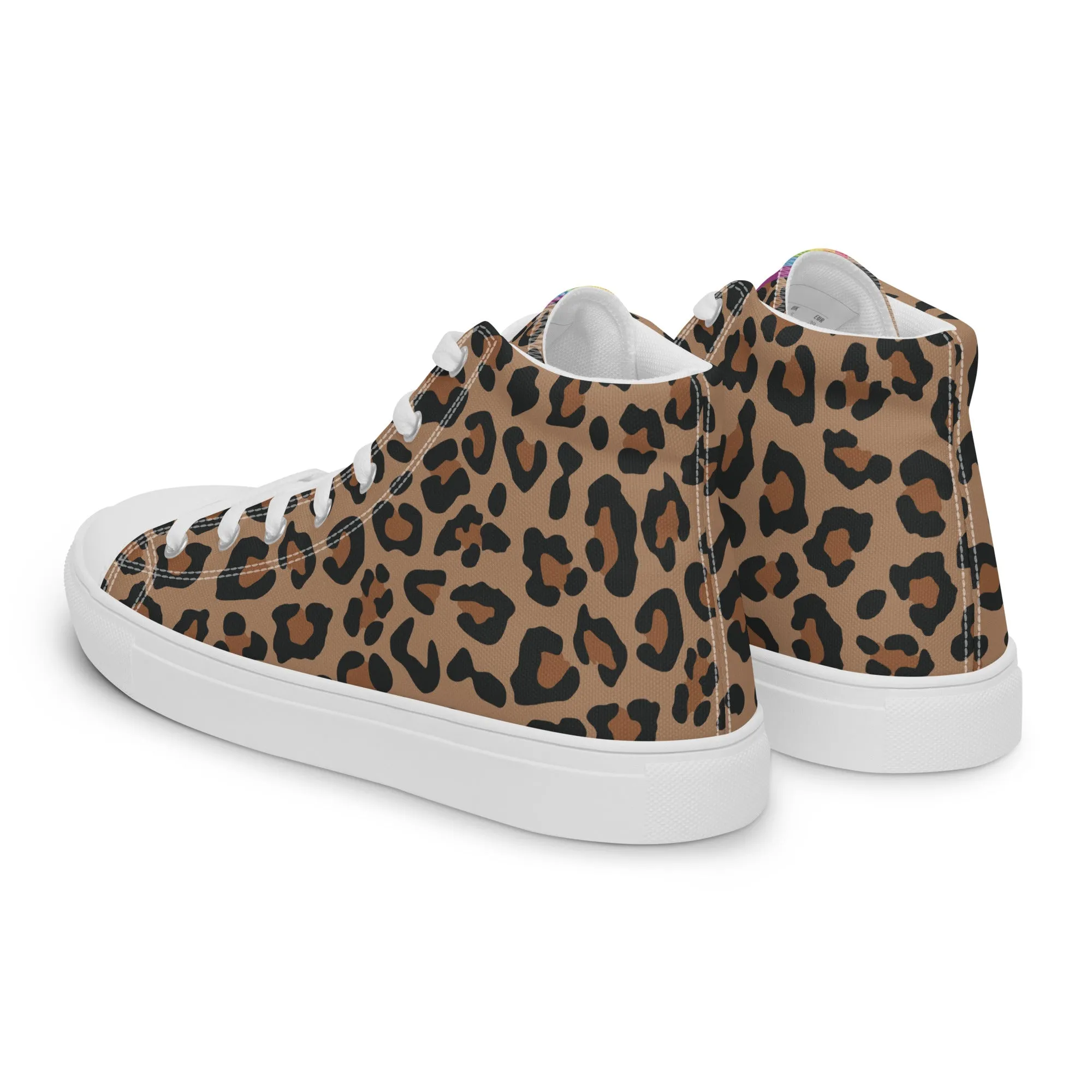 Rainbow Pride Leopard Print High Top Trainers (female sizes)