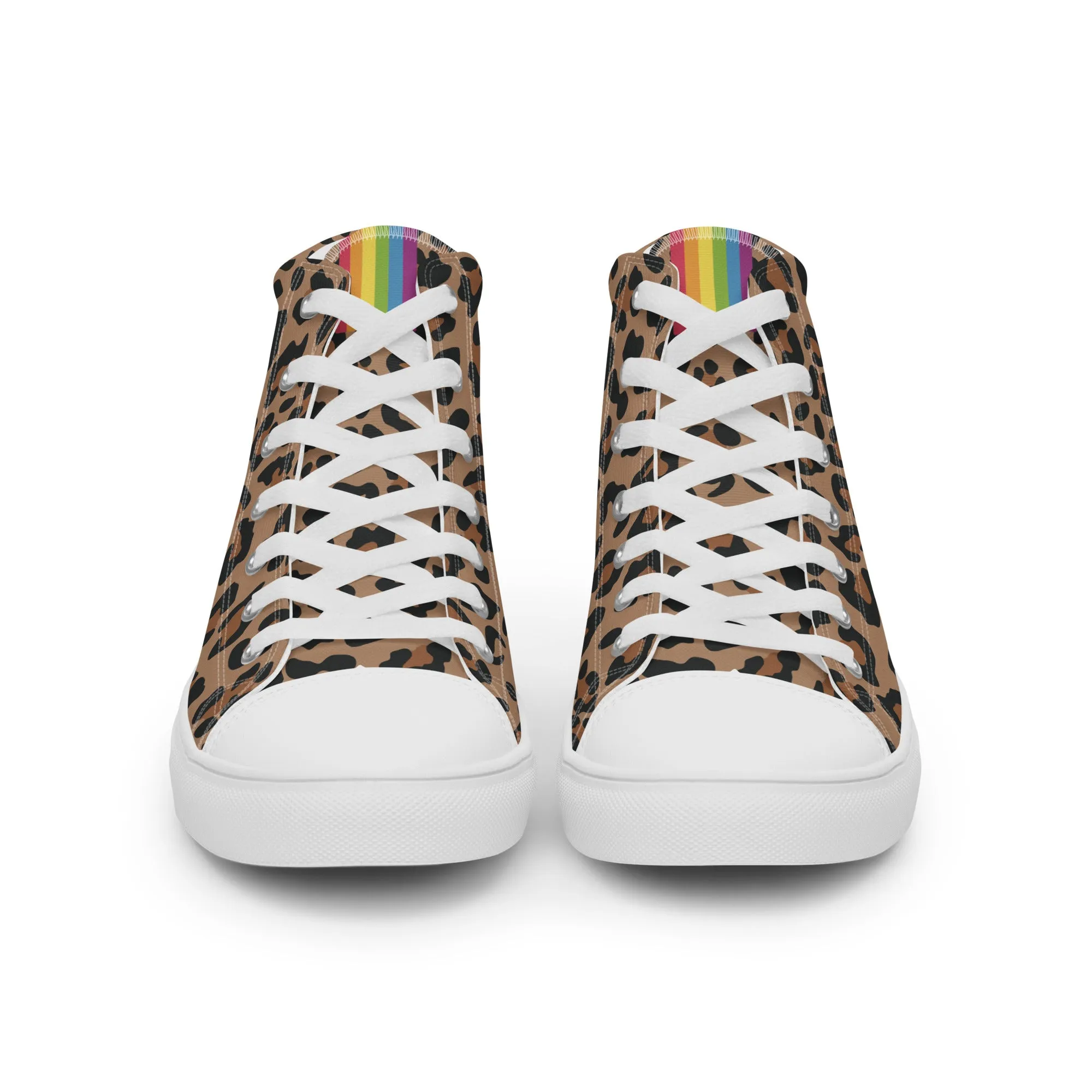 Rainbow Pride Leopard Print High Top Trainers (female sizes)