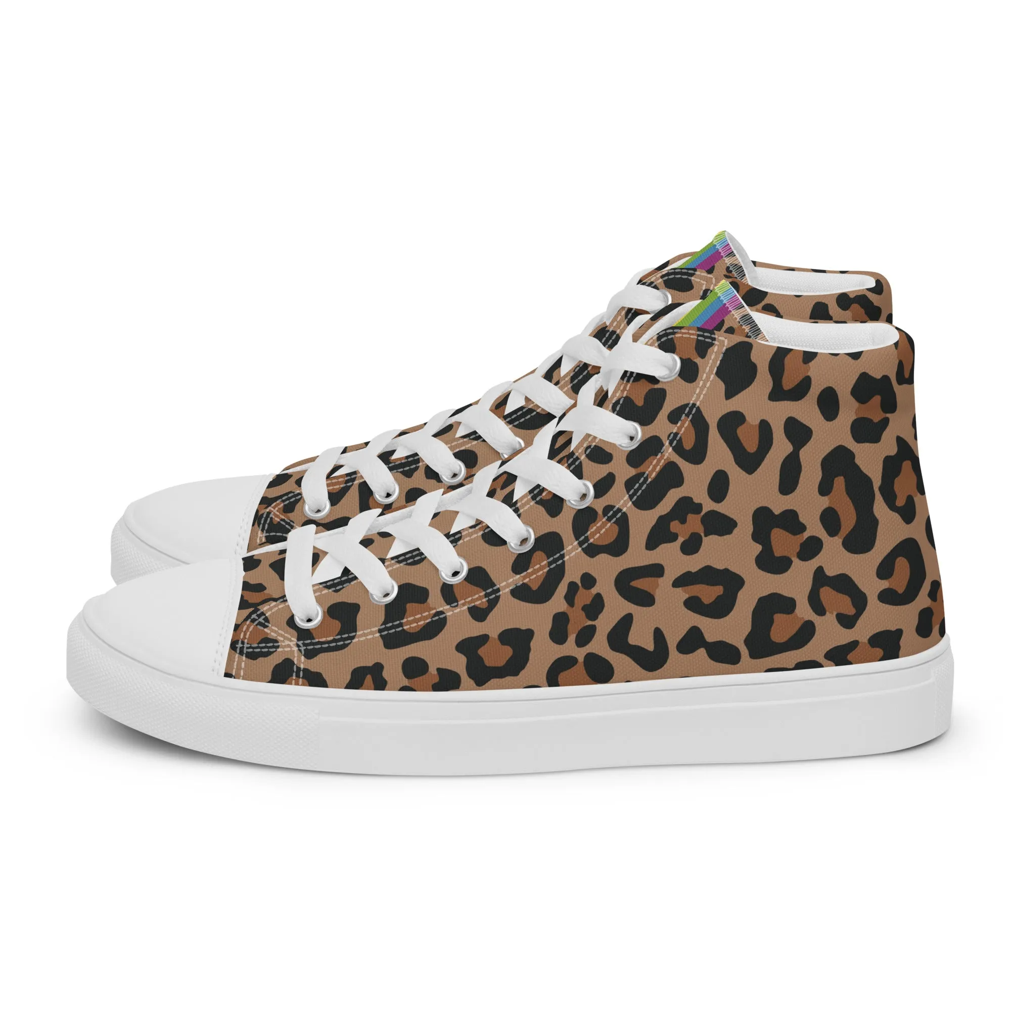 Rainbow Pride Leopard Print High Top Trainers (female sizes)