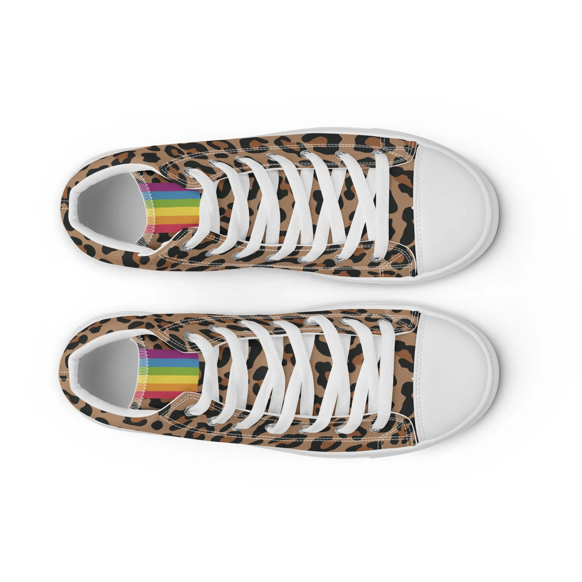 Rainbow Pride Leopard Print High Top Trainers (female sizes)