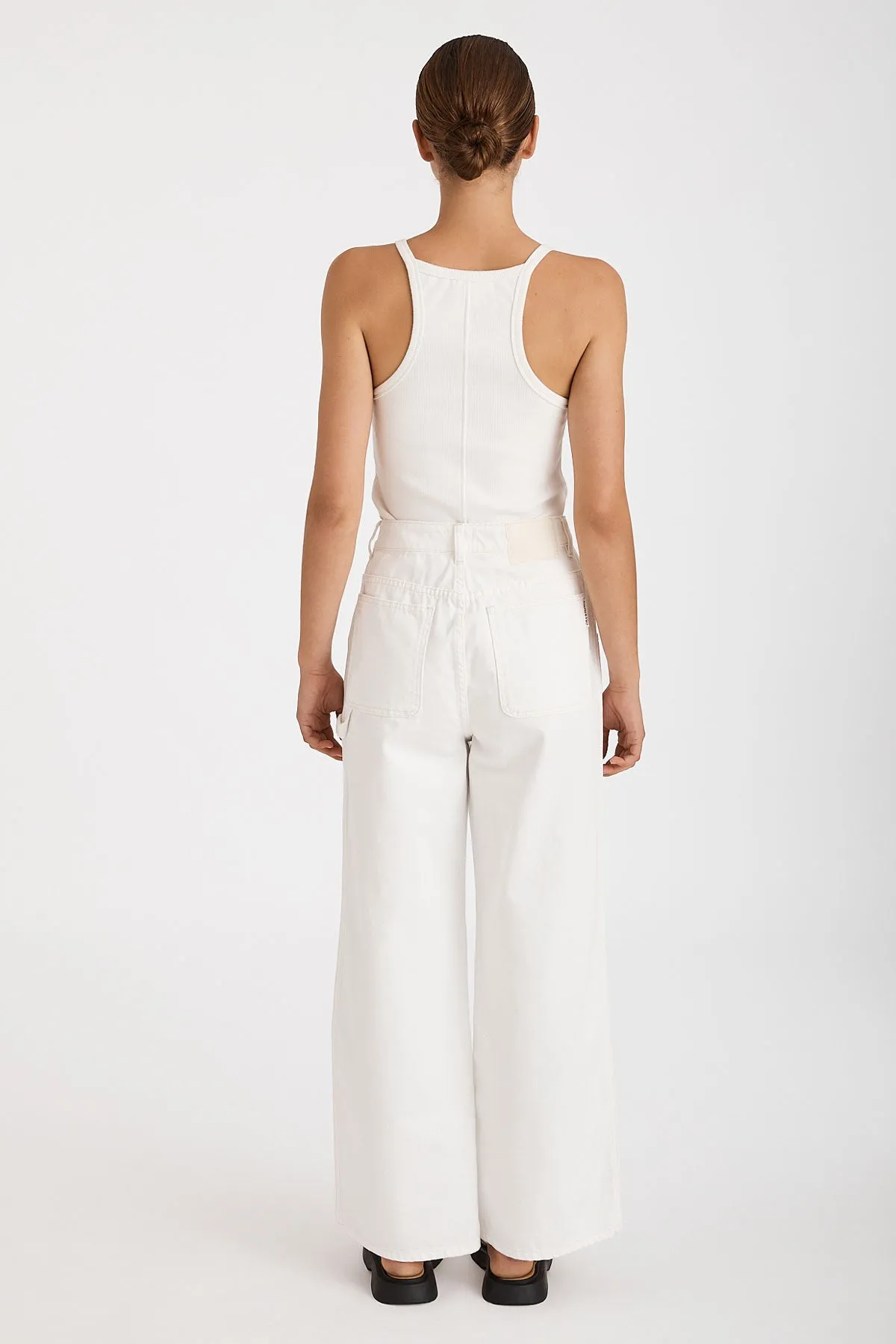 Recycled Cotton Utility Wide Leg Jean - Ivory