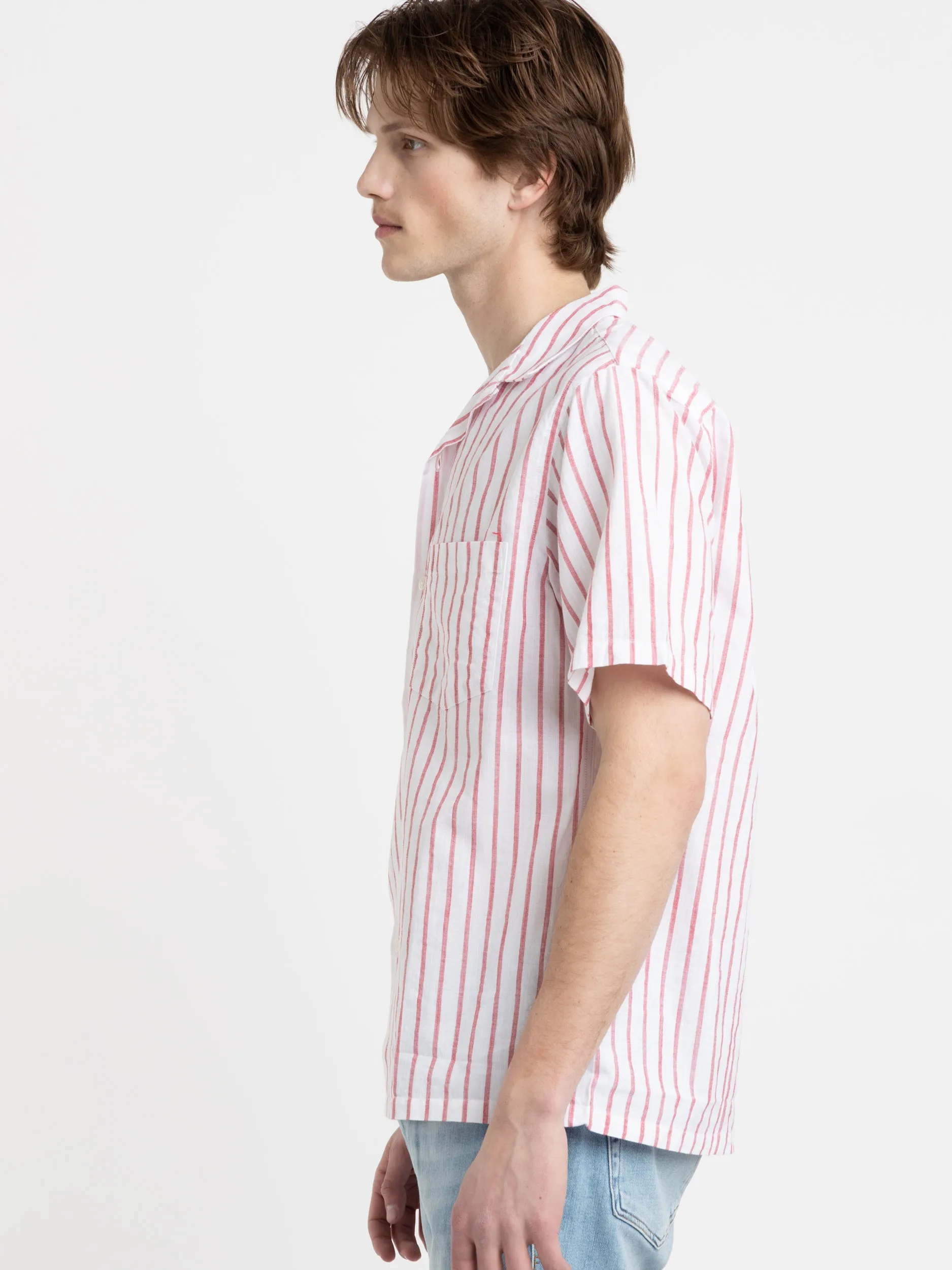 Red Beach Cabin Stripe Shirt