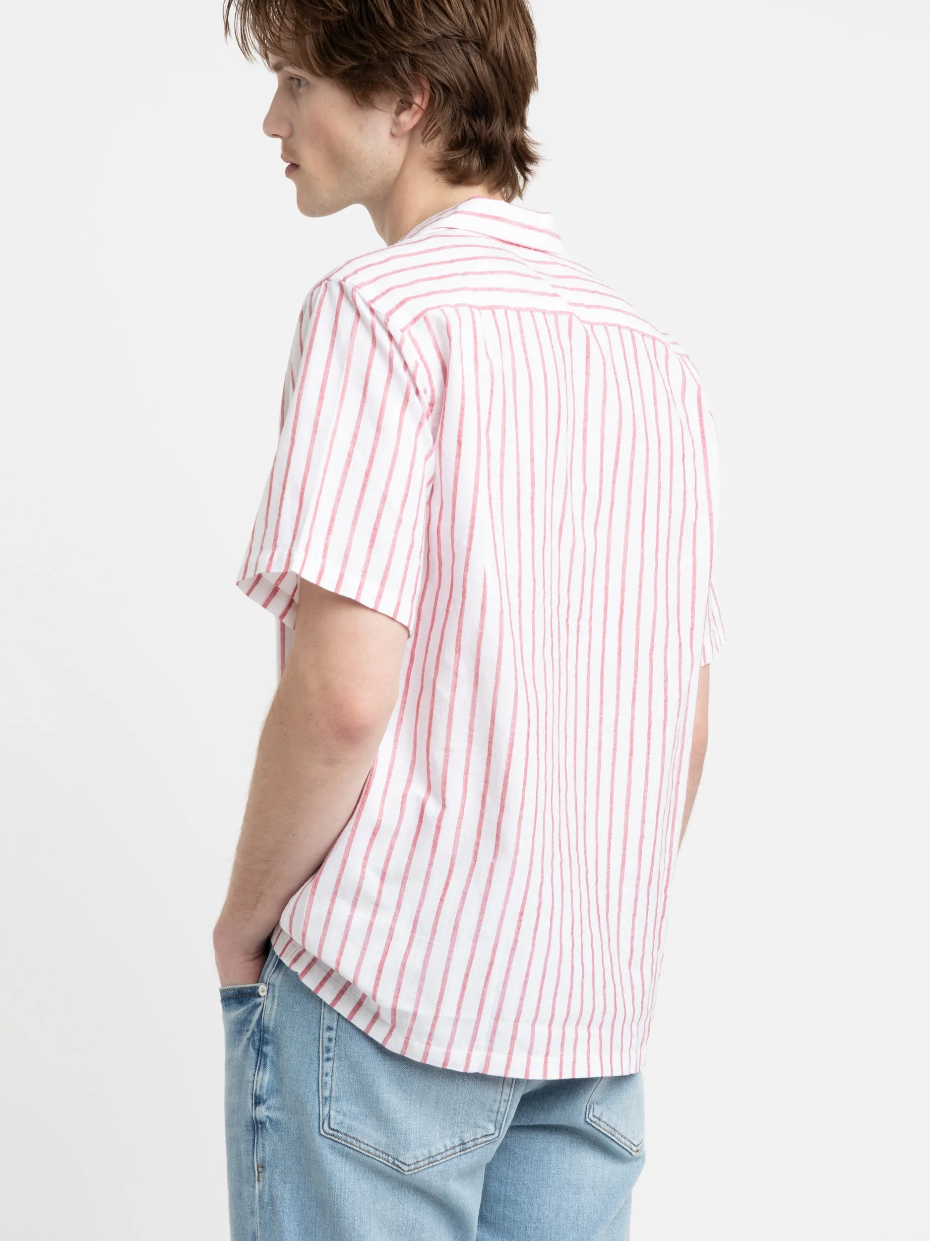 Red Beach Cabin Stripe Shirt