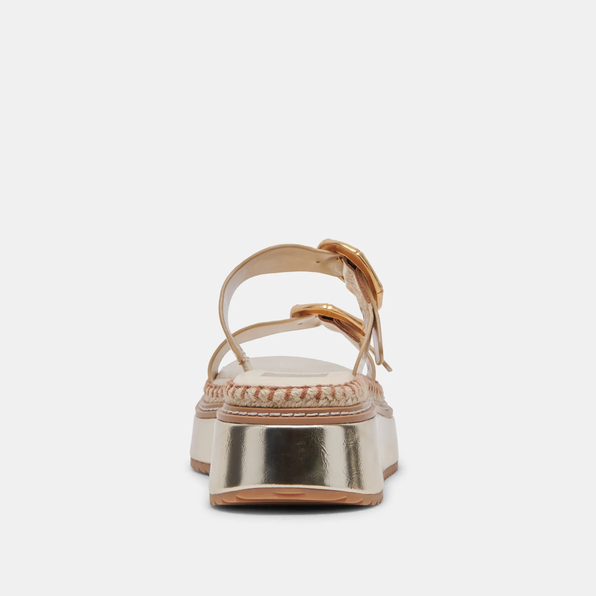 RYSHA SANDALS LIGHT GOLD CRINKLE PATENT