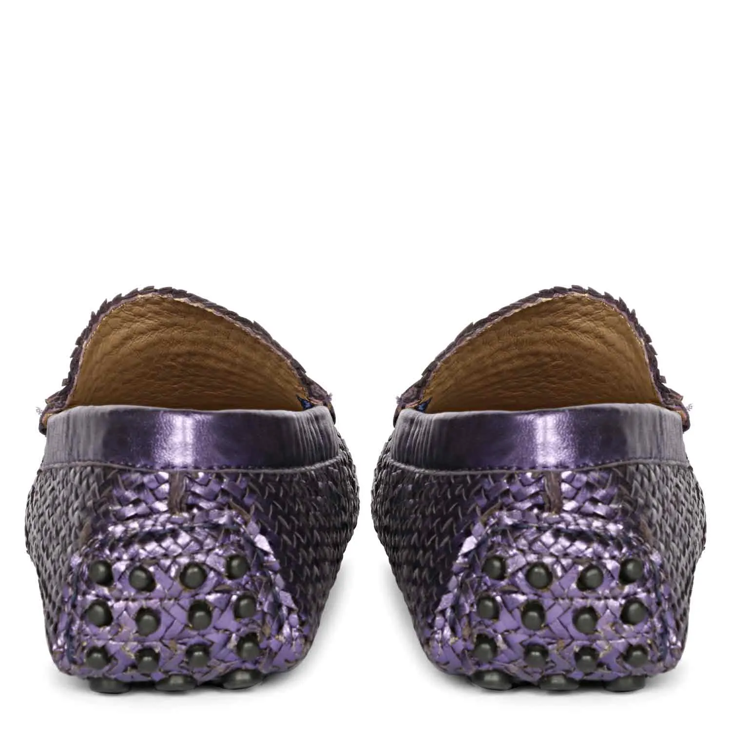 Saint Lucy Purple Woven Leather Loafers