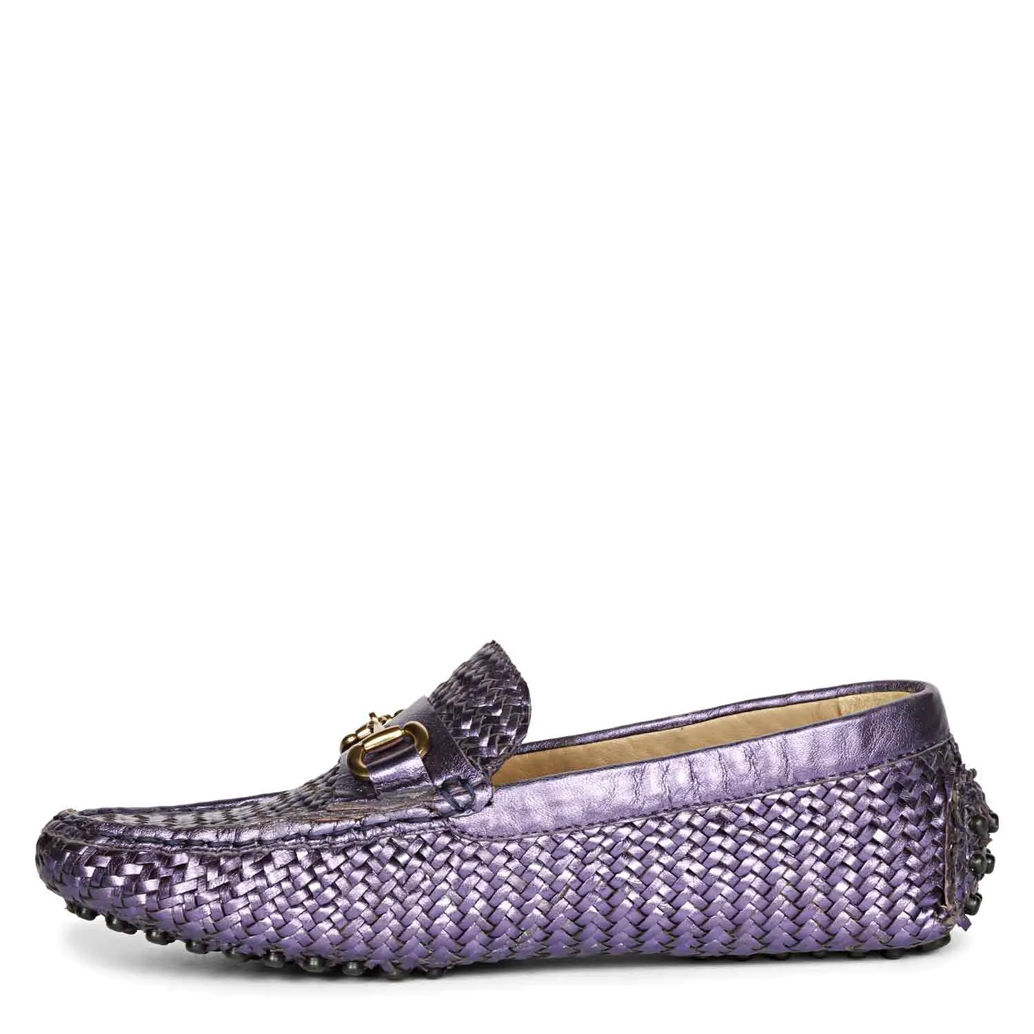 Saint Lucy Purple Woven Leather Loafers