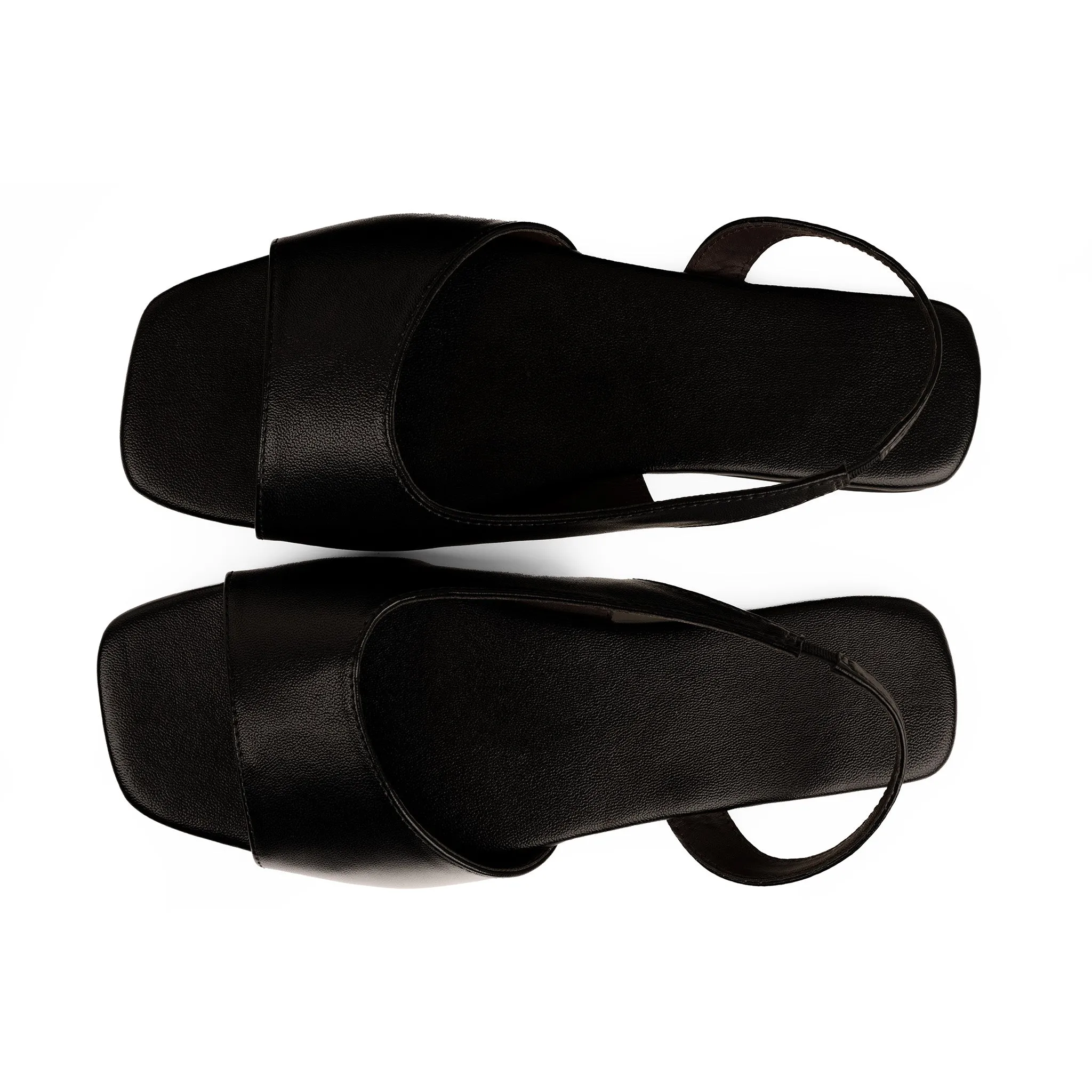 Seashell Slingback Vegan Leather Black Women Sandals Thrift Edit